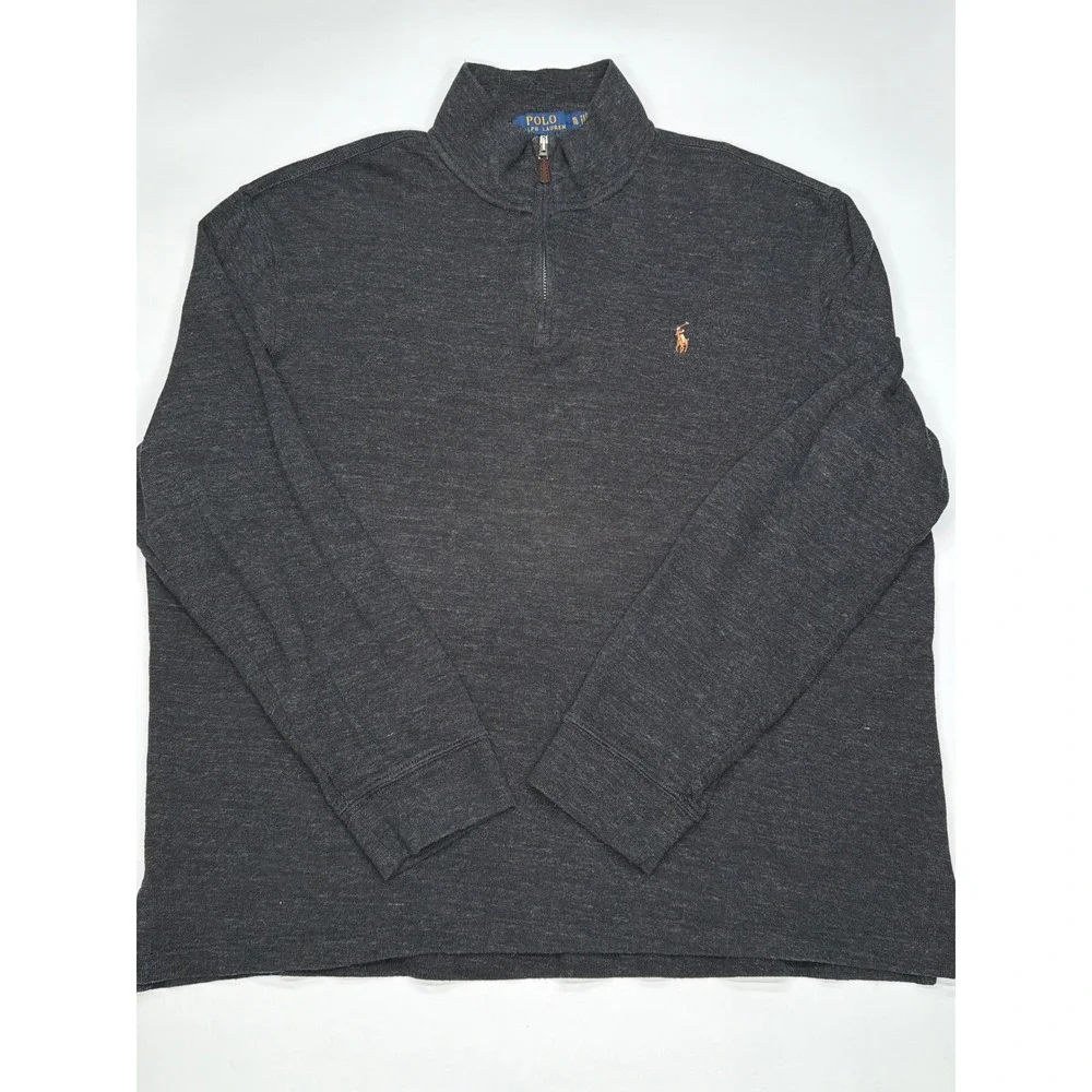Polo Ralph Lauren Men's Charcoal Heather 1/4 Zip Long Sleeve Pullover Sweater XL